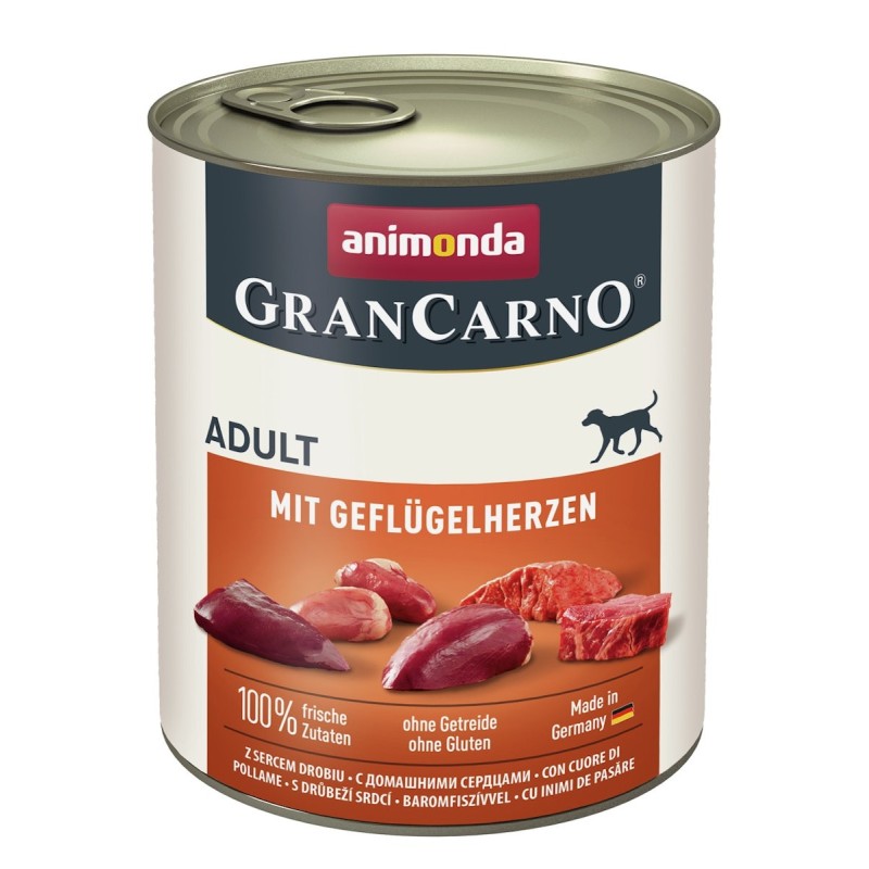 animonda Gran Carno Adult 800g Dose Hundenassfutter Sparpaket 12 x 800 Gramm mit Geflügelherzen