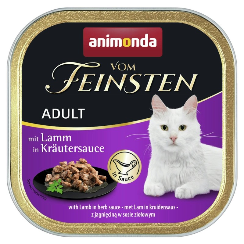 animonda Vom Feinsten Adult mit Sauce 100g Schale Katzennassfutter 32 x 100 Gramm Lamm in Kräutersauce