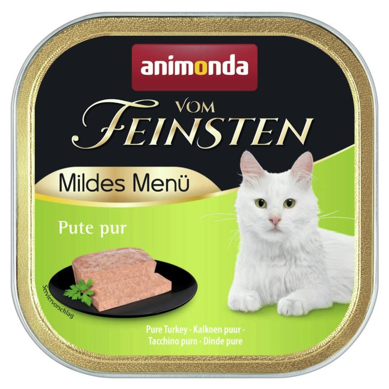 animonda Vom Feinsten Mildes Menü 100g Schale Katzennassfutter Sparpaket 64 x 100 Gramm Pute pur