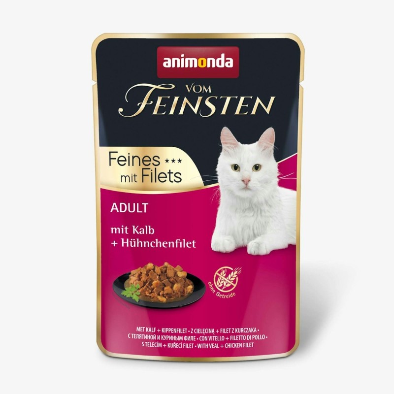 animonda Vom Feinsten Adult Feines mit Filets 85g Katzennassfutter Sparpaket 36 x 85 Gramm Kalb + Hühnchenfilet