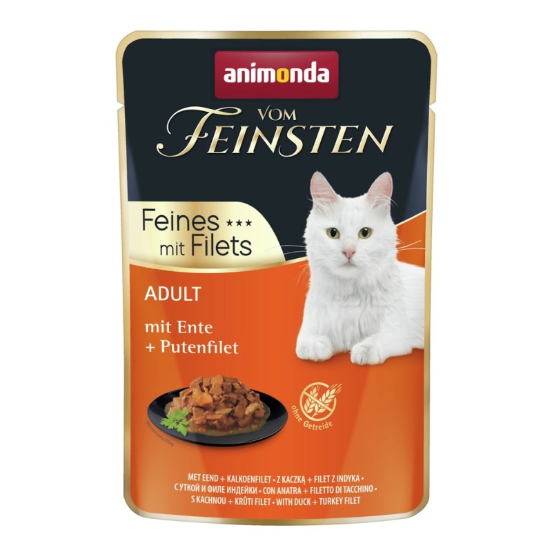 animonda Vom Feinsten Adult Feines mit Filets 85g Katzennassfutter Sparpaket 36 x 85 Gramm Ente + Putenfilet