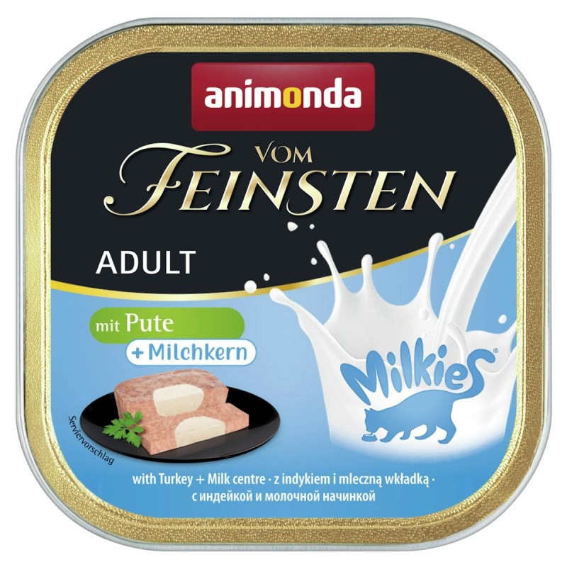 animonda Vom Feinsten Adult mit Milchkern 100g Schale Katzennassfutter 32 x 100 Gramm Pute + Milchkern