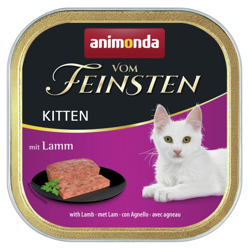 animonda Vom Feinsten Kitten 100g Schale Katzennassfutter Sparpaket 64 x 100 Gramm Lamm