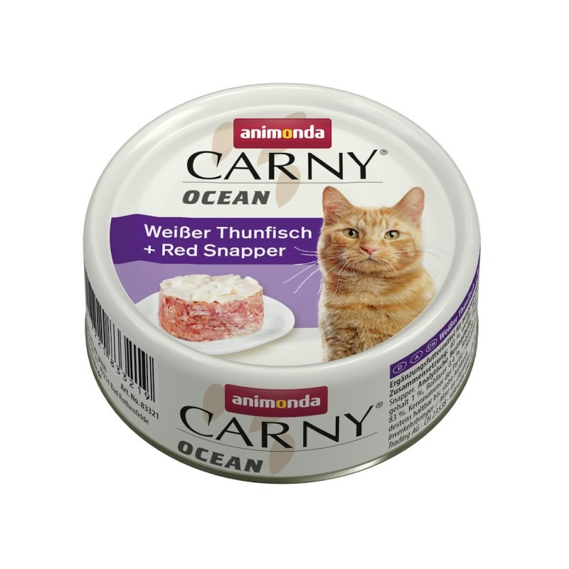 animonda Carny Ocean 80g Dose Katzennassfutter Sparpaket 24 x 80 Gramm Weißer Thunfisch + Red Snapper