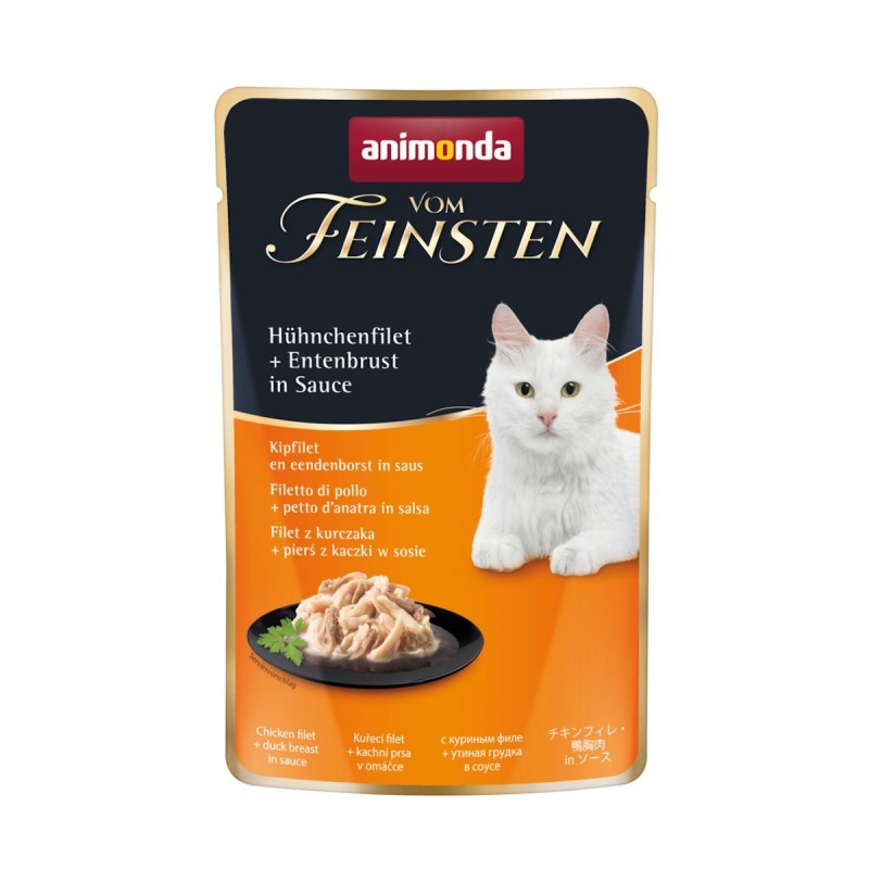 animonda Vom Feinsten Adult 50g Beutel Katzennassfutter Sparpaket 36 x 50 Gramm Hühnchenfilet + Entenbrust in Sauce