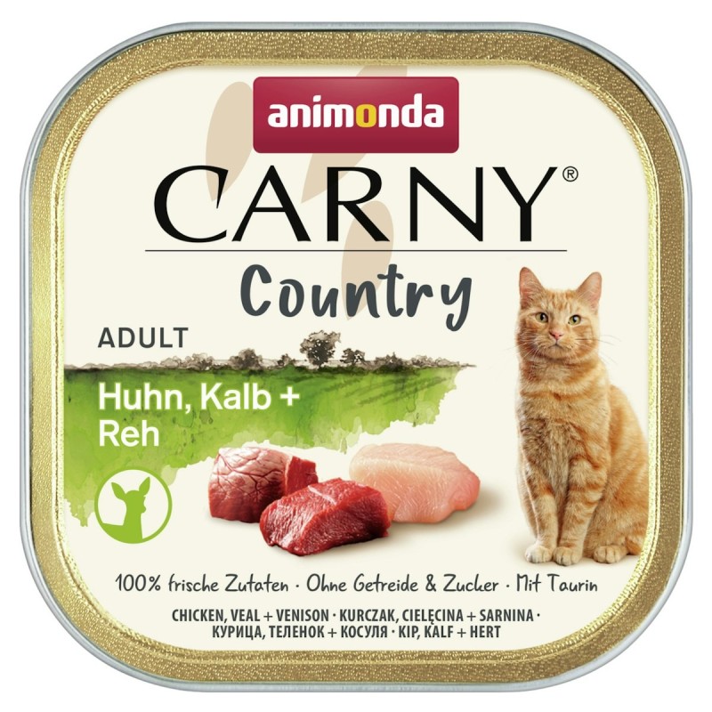 animonda Carny Country 100g Schale Katzennassfutter Sparpaket 64 x 100 Gramm Huhn, Kalb + Reh