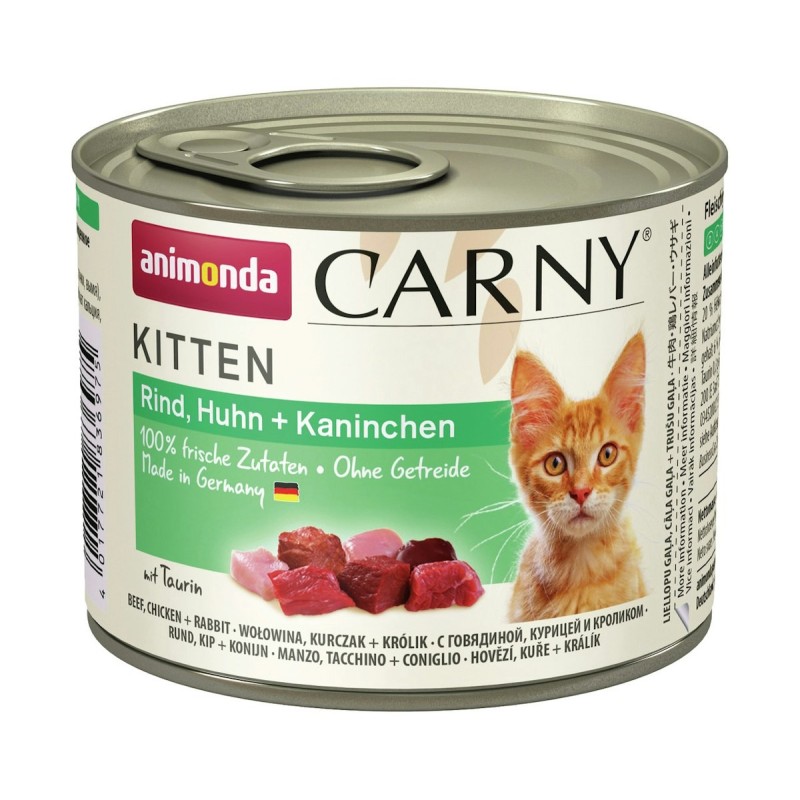 animonda Carny Kitten 200g Dose Katzennassfutter 24 x 200 Gramm Rind und Huhn und Kaninchen