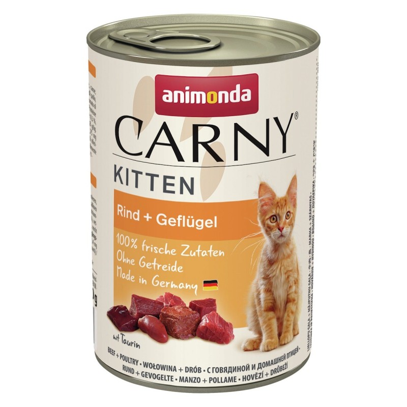 animonda Carny Kitten 400g Dose Katzennassfutter 12 x 400 Gramm Geflügel und Rind