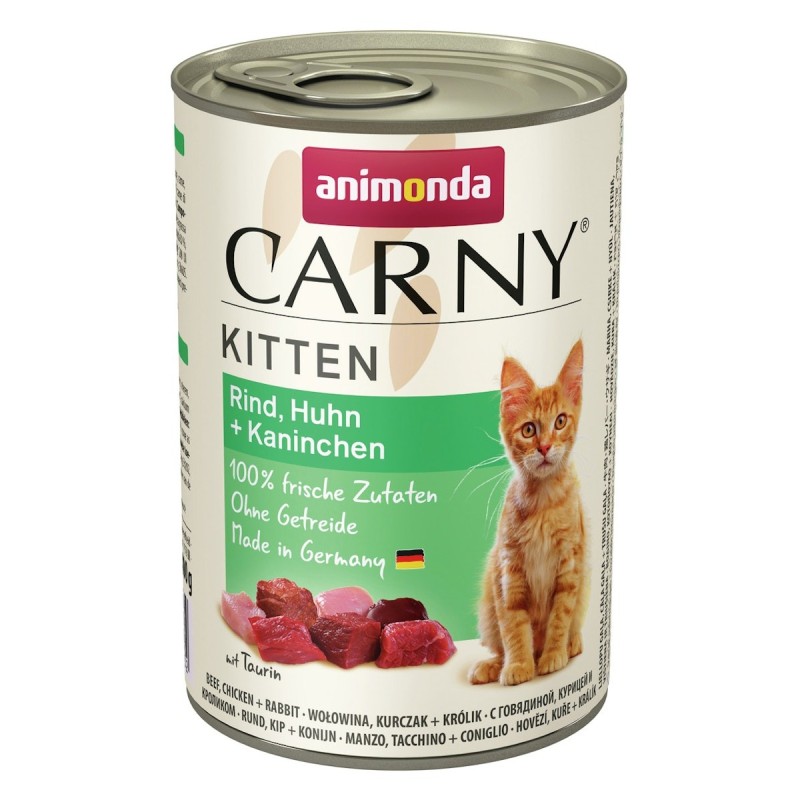 animonda Carny Kitten 400g Dose Katzennassfutter 12 x 400 Gramm Rind und Huhn und Kaninchen