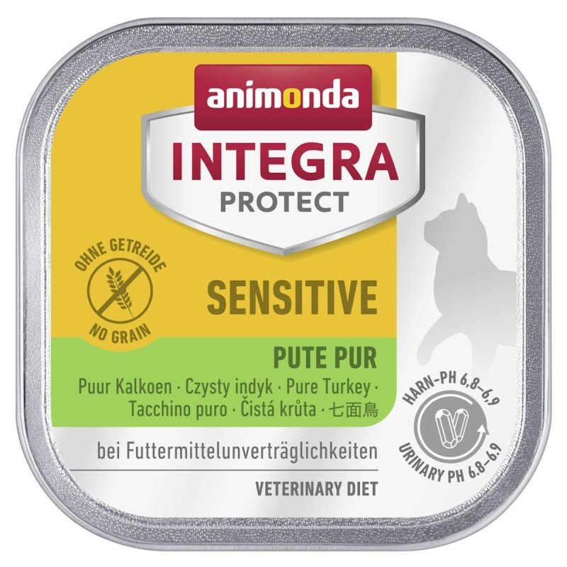 animonda Integra Protect Sensitive 100g Schale Katzennassfutter Sparpaket 32 x 100 Gramm Pute pur