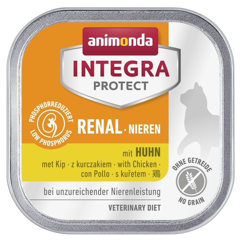 animonda Integra Protect Niere 100g Schale Katzennassfutter Sparpaket 32 x 100 Gramm mit Huhn