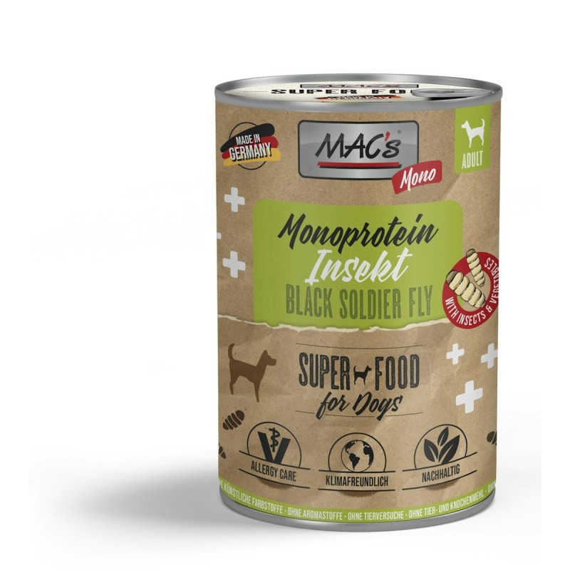 MAC´s DOG Mono Insekten Hundenassfutter Sparpaket 12 x 375 Gramm