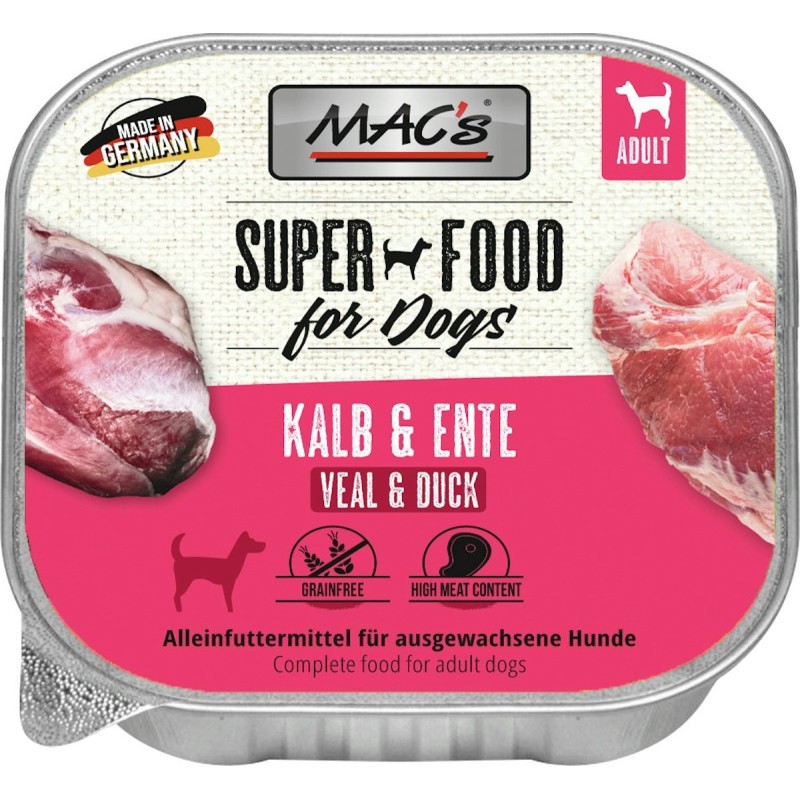 MAC's Dog 150g Hundenassfutter Sparpaket 22 x 150 Gramm Kalb & Ente