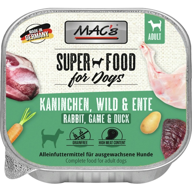 MAC's Dog 150g Hundenassfutter Sparpaket 22 x 150 Gramm Kaninchen, Wild & Ente