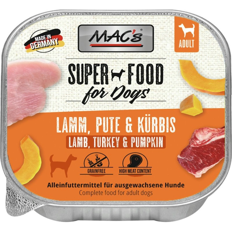 MAC's Dog 150g Hundenassfutter Sparpaket 22 x 150 Gramm Lamm, Pute & Kürbis