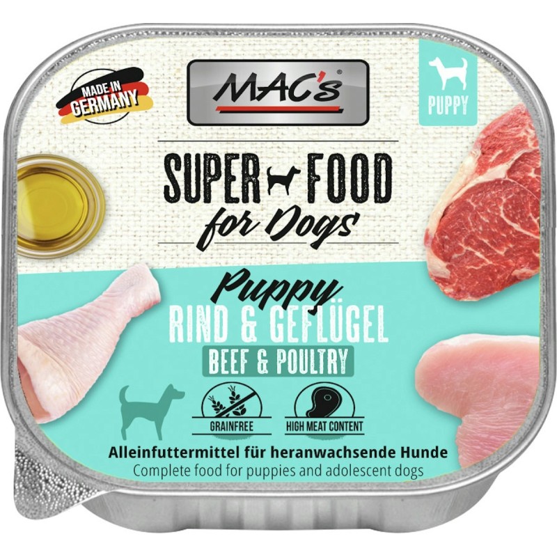 MAC's Dog 150g Hundenassfutter Sparpaket 22 x 150 Gramm PUPPY Geflügel, Herz & Leber