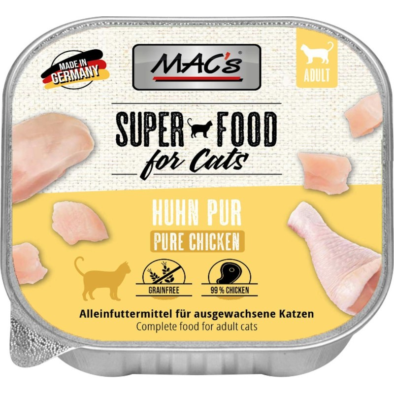 MAC's Cat 85g Schale Katzennassfutter Sparpaket 32 x 85 Gramm Huhn Pur