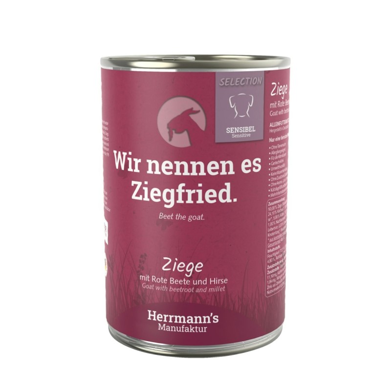 Herrmann's Selection Sensibel / Sensitiv 400g Dose Hundenassfutter 12 x 400g Ziege mit rote Beete & Hirse