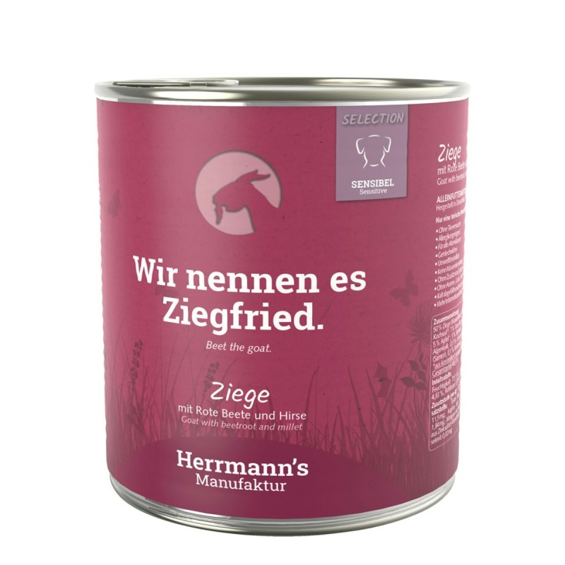 Herrmann's Selection Sensibel / Sensitiv 800g Dose Hundenassfutter 6 x 800g Ziege mit rote Beete & Hirse