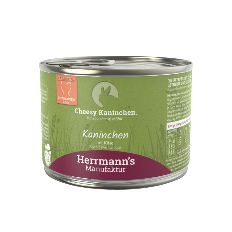 Herrmann's 200 Gramm Katzennassfutter 12 x 200 Gramm Kaninchen mit Käse & Kokosflocken