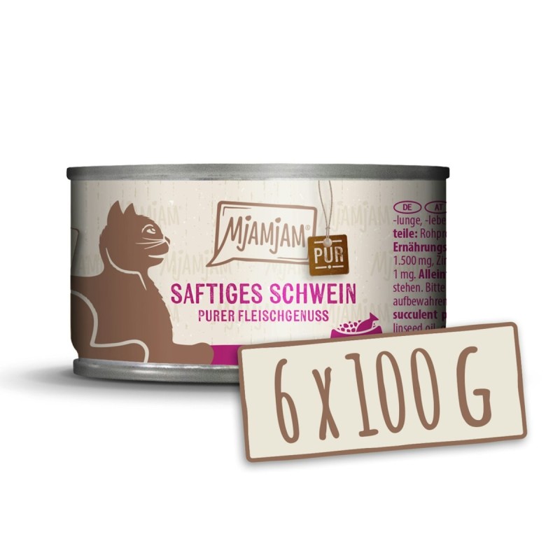 MJAMJAM Schwein pur Katzennassfutter Sparpaket 12 x 100 Gramm