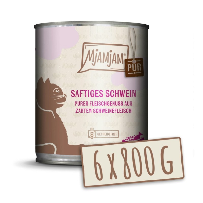 MJAMJAM Schwein pur Katzennassfutter Sparpaket 12 x 800 Gramm