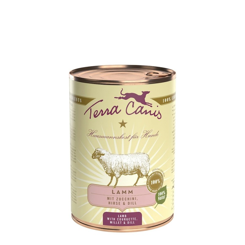 Terra Canis Classic 400g Dose Hundenassfutter Sparpaket 12 x 400 Gramm Lamm mit Zucchini, Hirse & Dill