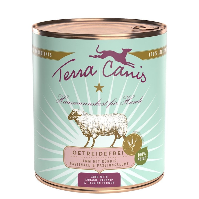 Terra Canis Getreidefrei 800g Dose Hundenassfutter 6 x 800 Gramm Lamm mit Kürbis, Pastinake & Passionsblume