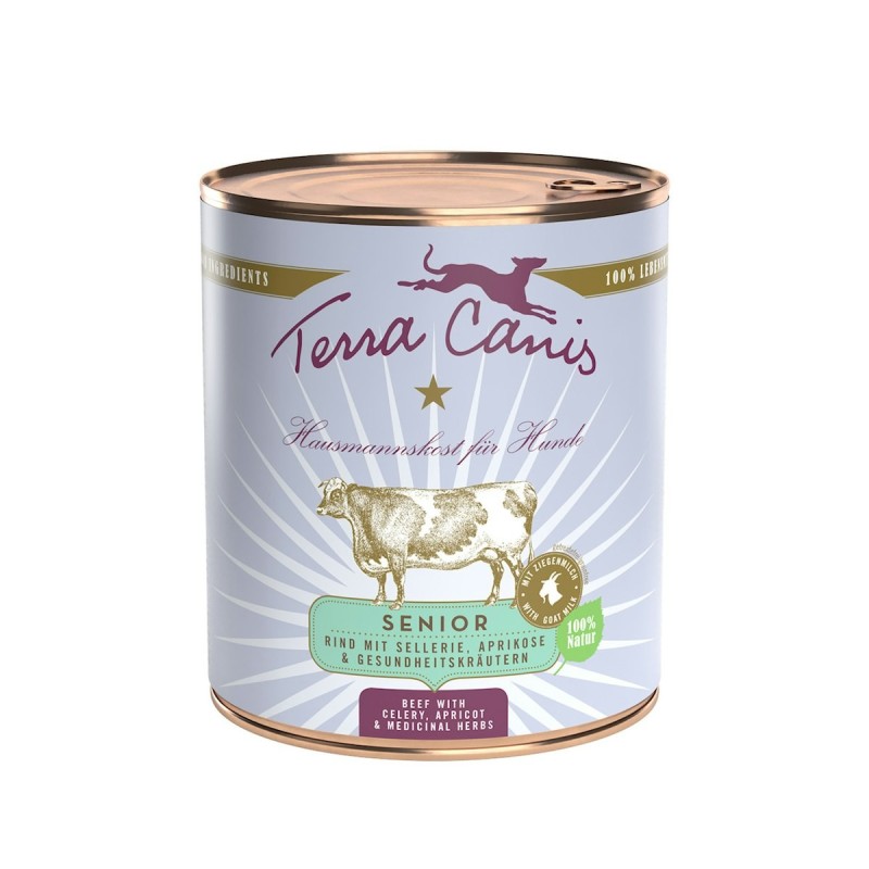 Terra Canis Senior 800g Dose Hundenassfutter 6 x 800 Gramm Rind & Kräuter