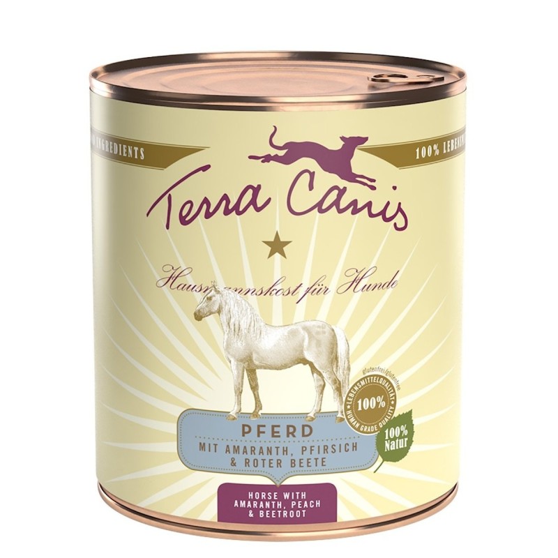 Terra Canis Classic 800g Dose Hundenassfutter 6 x 800 Gramm Pferd mit Amaranth, Pfirsich & roter Beete