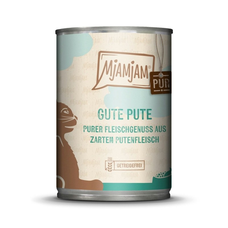 MJAMJAM Purer Fleischgenuss 400g Dose Katzennassfutter Sparpaket 12 x 400 Gramm gute Pute pur