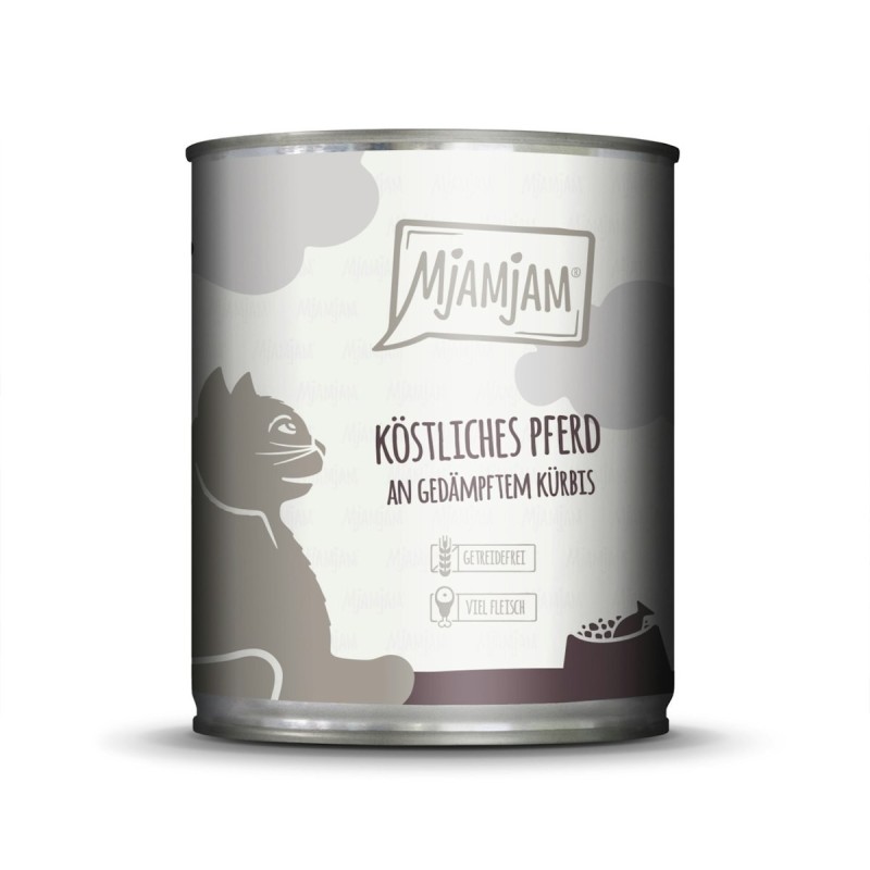 MJAMJAM Leckere Mahlzeit 800g Dose Katzennassfutter 6 x 800 Gramm köstliches Pferd an gedämpftem Kürbis