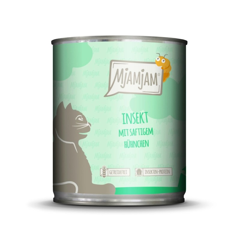 MJAMJAM Leckere Mahlzeit 800g Dose Katzennassfutter 6 x 800 Gramm Insekt mit saftigem Hühnchen