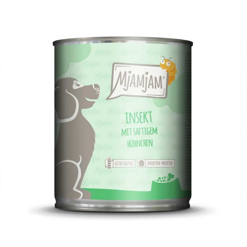 MJAMJAM Leckere Mahlzeit 800g Dose Hundenassfutter 6 x 800 Gramm Insekt mit saftigem Hühnchen