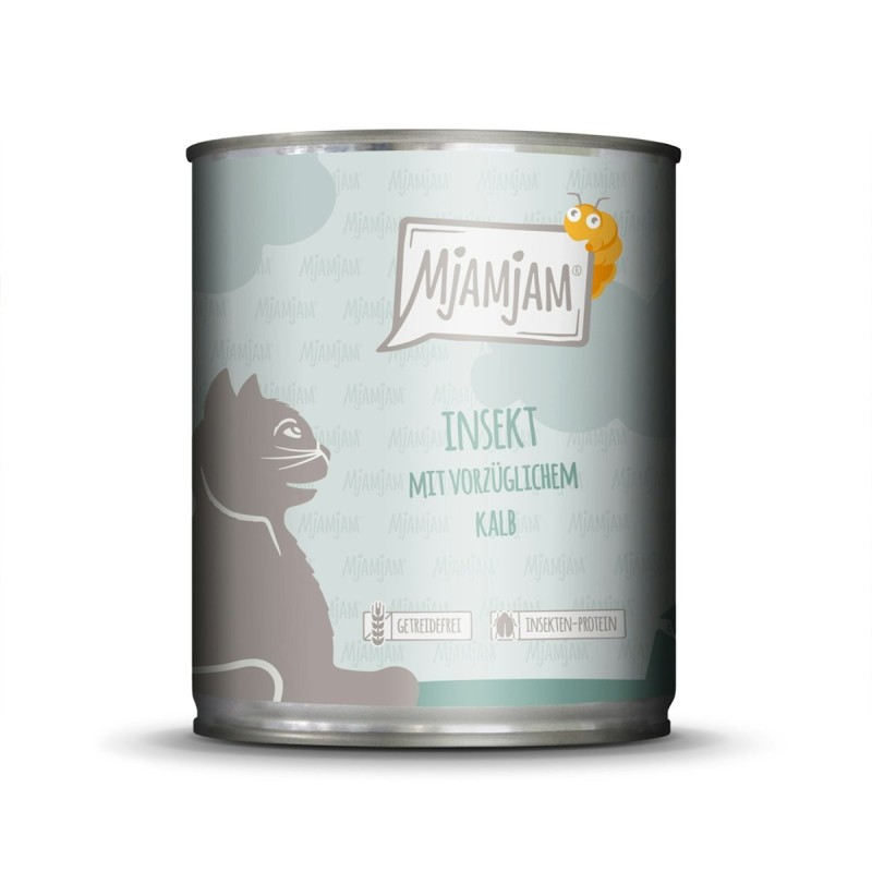 MJAMJAM Leckere Mahlzeit 800g Dose Katzennassfutter 6 x 800 Gramm Insekt mit vorzüglichem Kalb