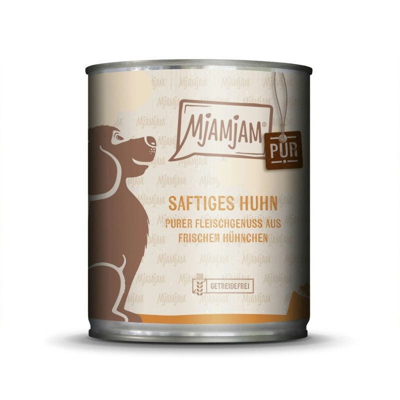 MJAMJAM Purer Fleischgenuss 800g Dose Hundenassfutter 6 x 800 Gramm saftiges Huhn Pur