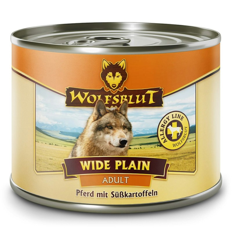 WOLFSBLUT 200g Hundenassfutter Sparpaket 12 x 200 Gramm Wide Plain Pferd mit Süßkartoffeln