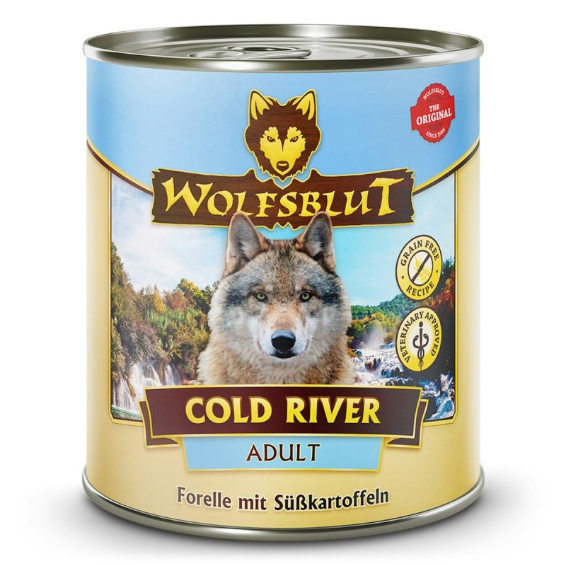 WOLFSBLUT Adult 800 Gramm Hundenassfutter Sparpaket 12 x 800 Gramm Cold River mit Forelle und Süßkartoffel