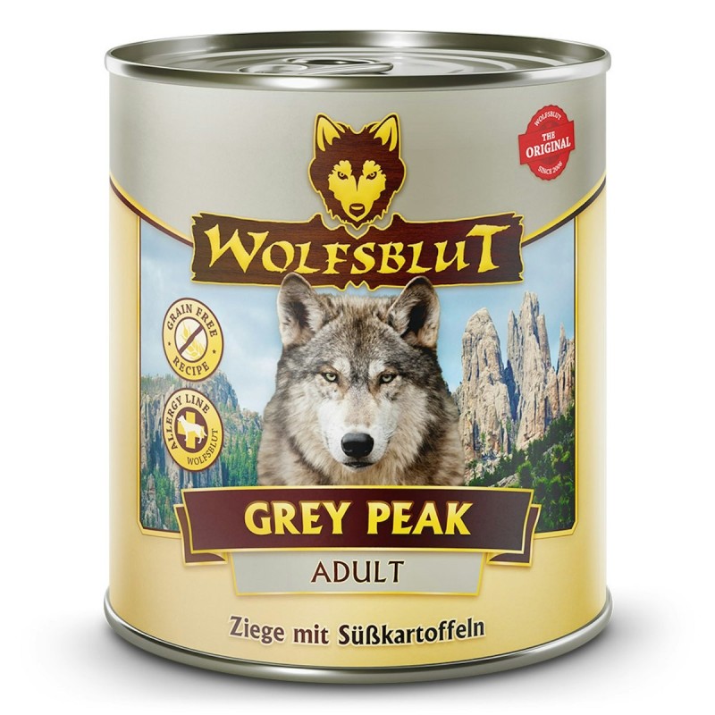 WOLFSBLUT 395g Hundenassfutter Sparpaket 12 x 395 Gramm Grey Peak Ziege mit Süßkartoffeln