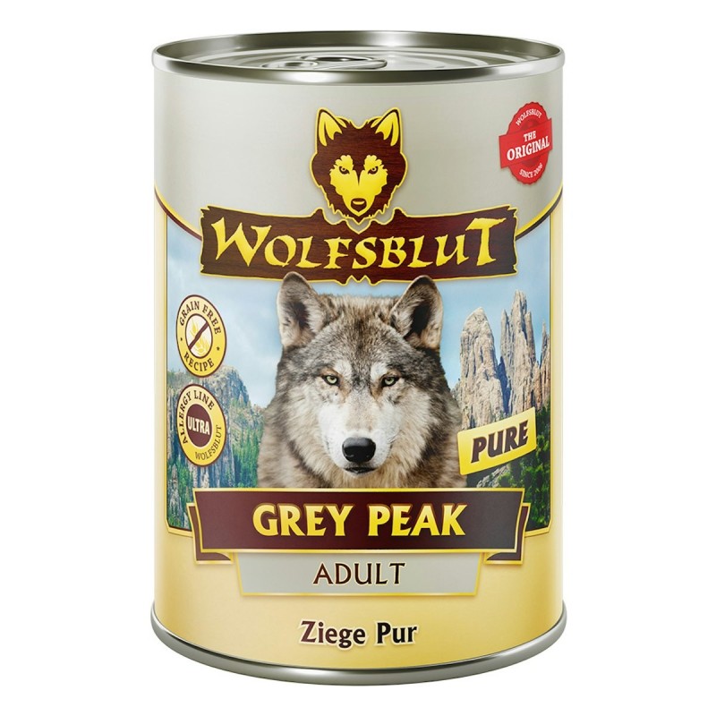 WOLFSBLUT 395g Hundenassfutter Sparpaket 12 x 395 Gramm Grey Peak Ziege Pur