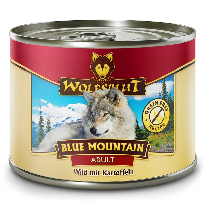 WOLFSBLUT 200g Hundenassfutter Sparpaket 12 x 200 Gramm Blue Mountain Wild mit Kartoffeln