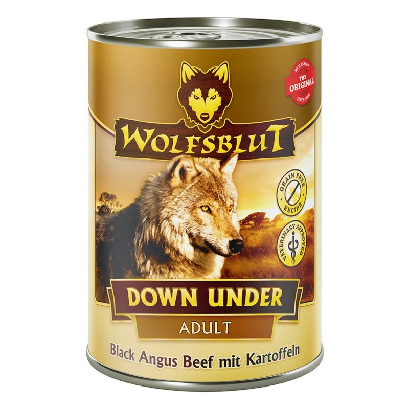 WOLFSBLUT 395g Hundenassfutter Sparpaket 12 x 395 Gramm Down Under Black Angus Beef mit Kartoffeln