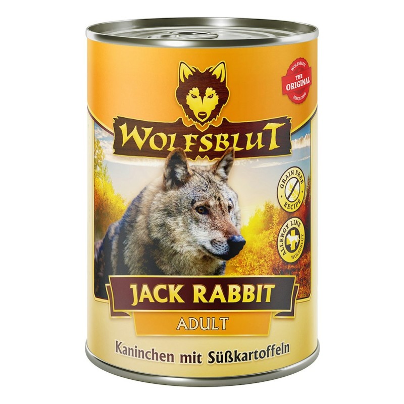 WOLFSBLUT 395g Hundenassfutter Sparpaket 12 x 395 Gramm Jack Rabbit Kaninchen mit Süßkartoffeln