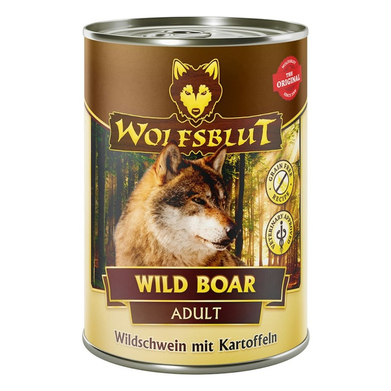 WOLFSBLUT 395g Hundenassfutter Sparpaket 12 x 395 Gramm Wild Boar Wildschwein mit Kartoffeln