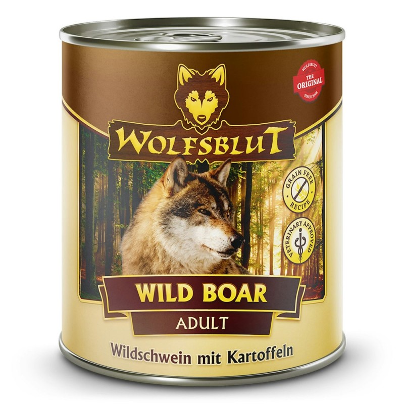 WOLFSBLUT 800g Hundenassfutter Sparpaket 12 x 800 Gramm Wild Boar Wildschwein mit Kartoffeln