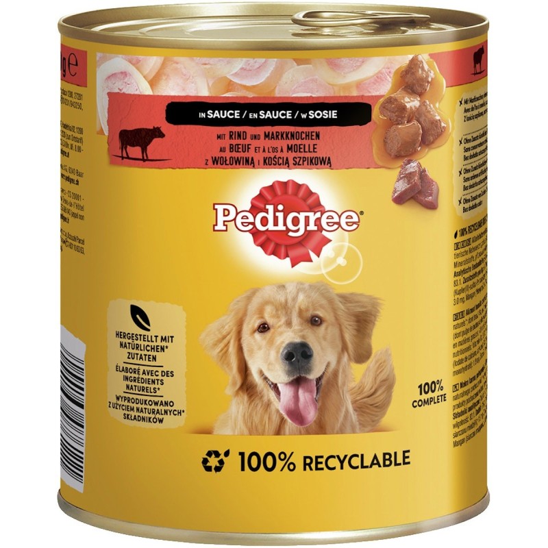 Pedigree Adult Markknochen Rind in Sauce Hundenassfutter 12 x 800 Gramm