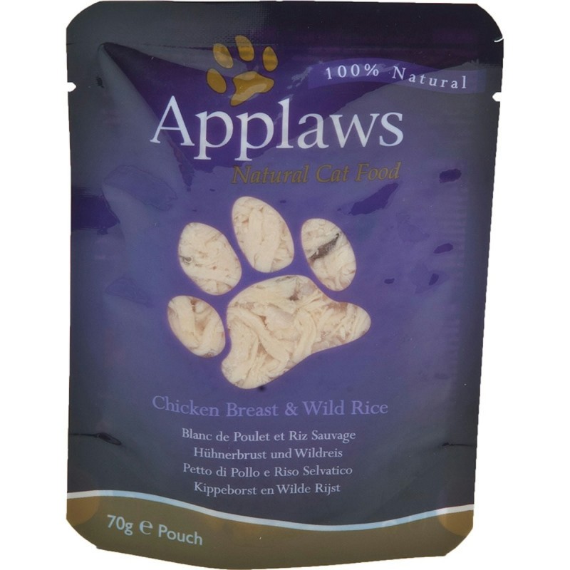 Applaws 70g Beutel Katzennassfutter Sparpaket 24 x 70 Gramm Hühnerbrust & Wildreis