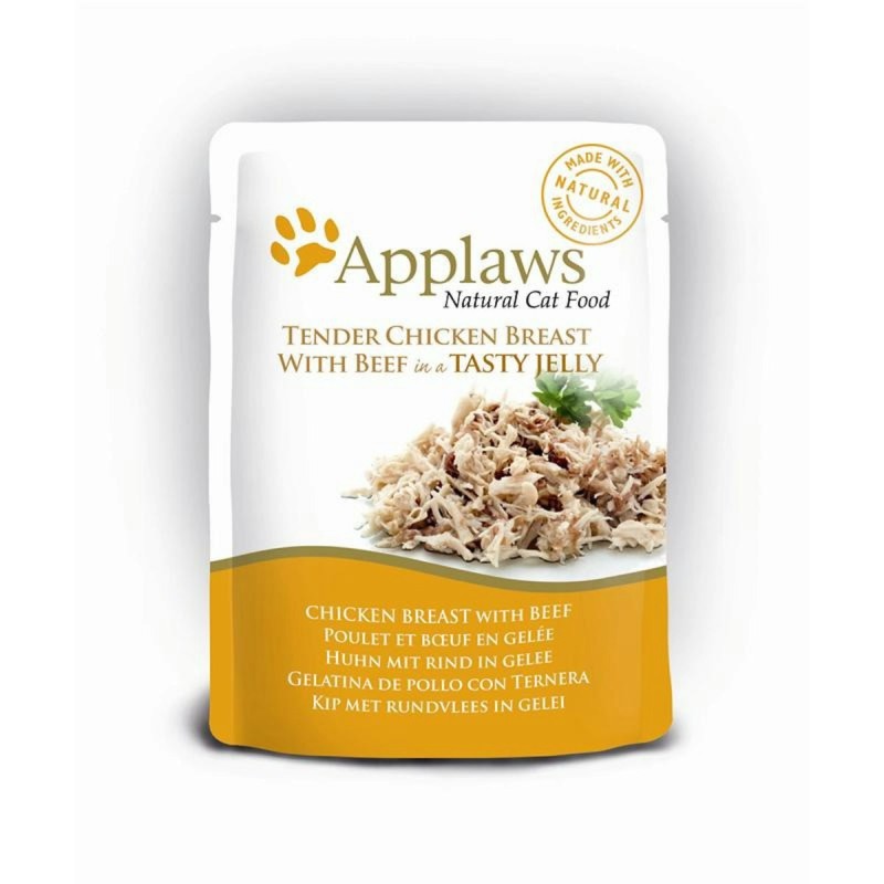 Applaws Gelee 70g Beutel Katzennassfutter Sparpaket 32 x 70 Gramm Huhn mit Rind