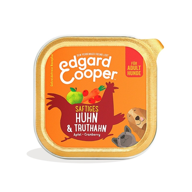 Edgard&Cooper Adult 150 Gramm Hundenassfutter Sparpaket 22 x 150 Gramm Huhn und Truthahn