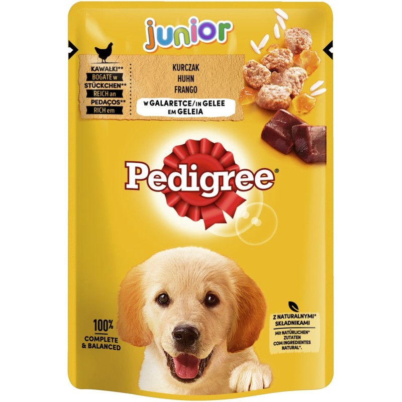 Pedigree 100 Gramm Hundenassfutter Sparpaket 48 x 100 Gramm Junior Huhn in Gelee